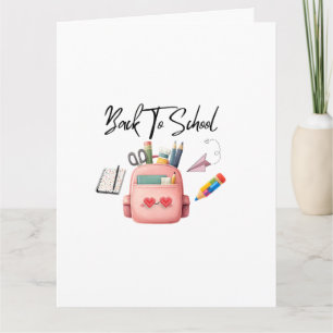 Tarjeta de felicitación de mochila rosa linda para