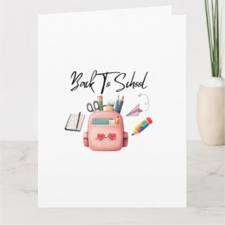 Tarjeta de felicitación de mochila rosa linda para