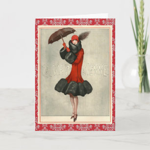 Tarjeta de felicitación de moda/flapper de bonito