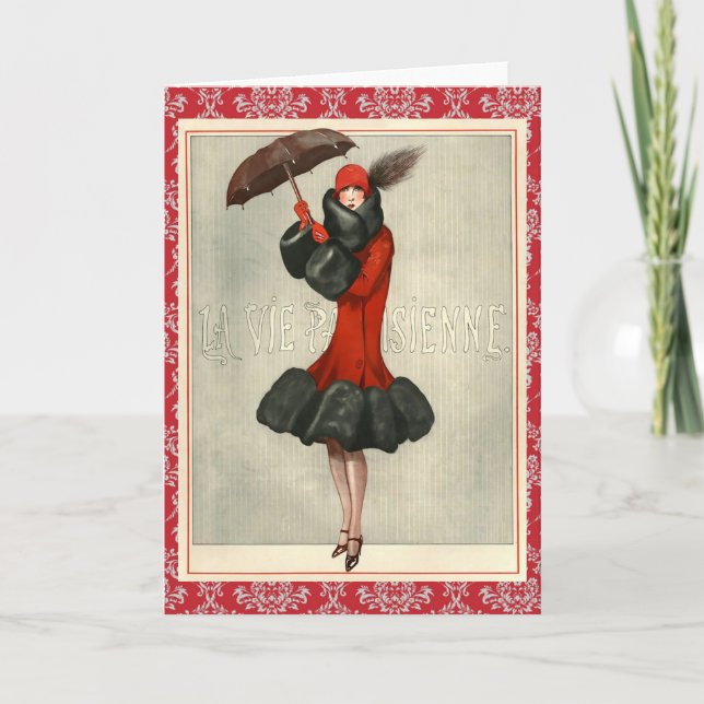 Tarjeta de felicitación de moda/flapper de bonito (Anverso)