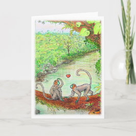 Tarjeta de felicitación de Monkey Love Valentine