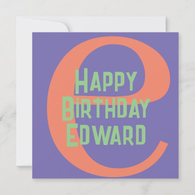 Tarjeta de felicitación de monograma de cumpleaños (Anverso)