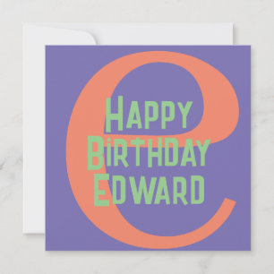 Tarjeta de felicitación de monograma de cumpleaños