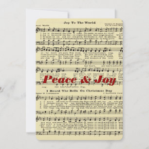 Tarjeta de Felicitación de Música de Navidad Paz y
