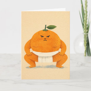 Tarjeta de felicitación de naranja Sumo