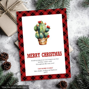 Tarjeta de Felicitación de Navidad a Cuadros de Bú
