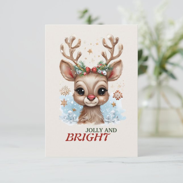 Tarjeta de Felicitación de Navidad Alegre y Brilla (Anverso de pie)