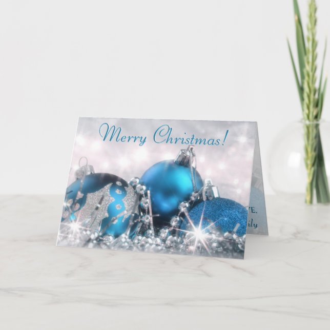 Tarjeta de felicitación de Navidad Blue and Silver (Anverso)