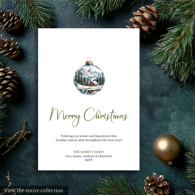 Tarjeta de Felicitación de Navidad Botánica Boho R (Rustic Boho Botanical Neutral Xmas Greeting Card)