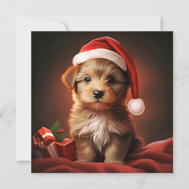 tarjeta de felicitación de Navidad cachorro (Anverso)
