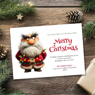 Tarjeta de felicitación de Navidad cómica de Santa