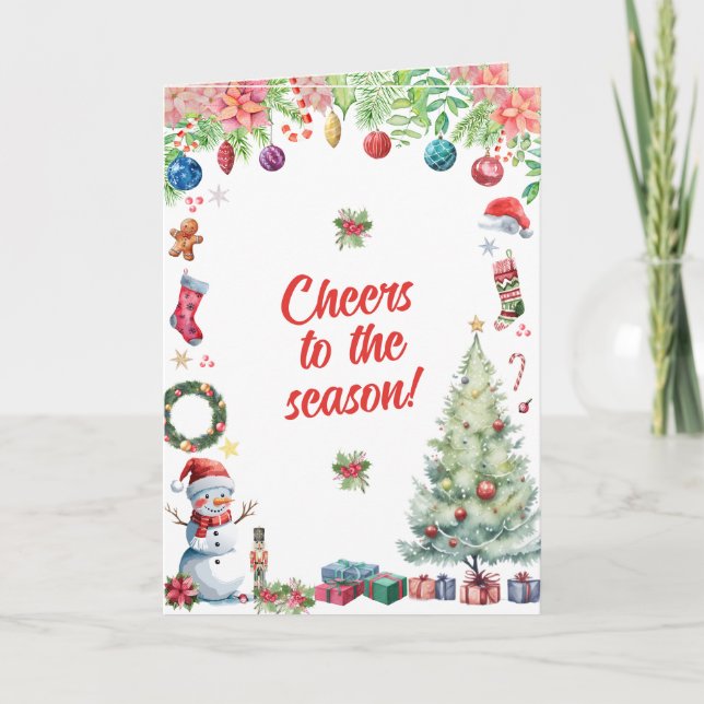 Tarjeta de felicitación de Navidad con acuarela (Anverso)