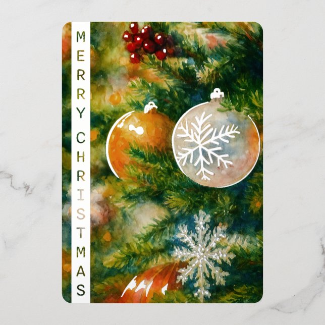Tarjeta de Felicitación de Navidad con Acuarela de (Anverso)