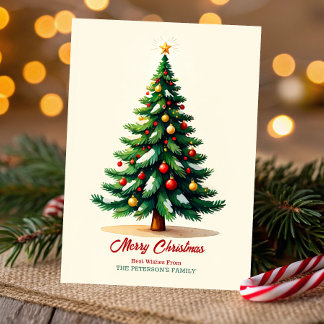 Tarjeta de Felicitación de Navidad con Árbol de Ac