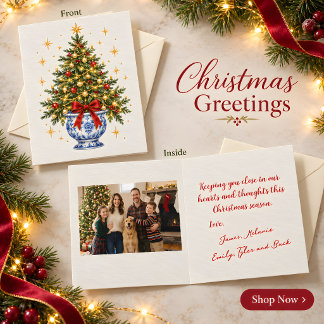 Tarjeta de Felicitación de Navidad con Árbol en Es