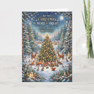 Tarjeta de Felicitación de Navidad con Árbol Nevad