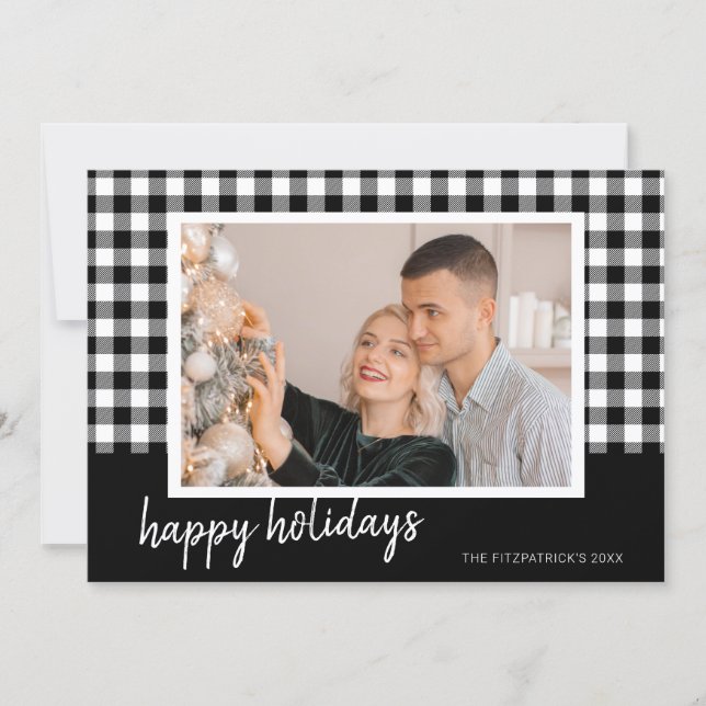 Tarjeta de Felicitación de Navidad con Cuadro Negr (Anverso)