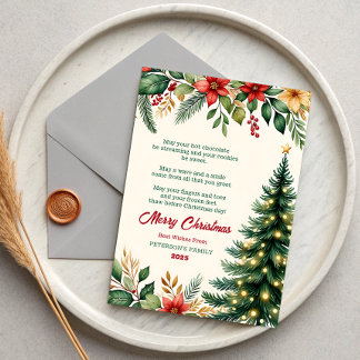 Tarjeta de Felicitación de Navidad con Flores en A