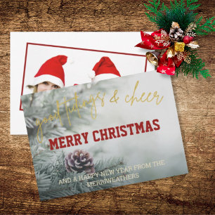 Tarjeta de felicitación de Navidad con foto y letr