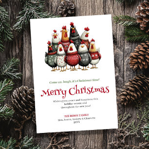 Tarjeta de Felicitación de Navidad con Gallinas Ac