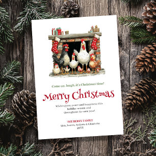 Tarjeta de Felicitación de Navidad con Gallinas Ca