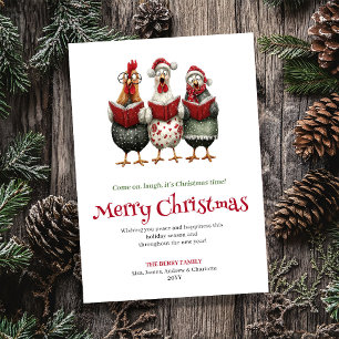 Tarjeta de felicitación de Navidad con gallinas di