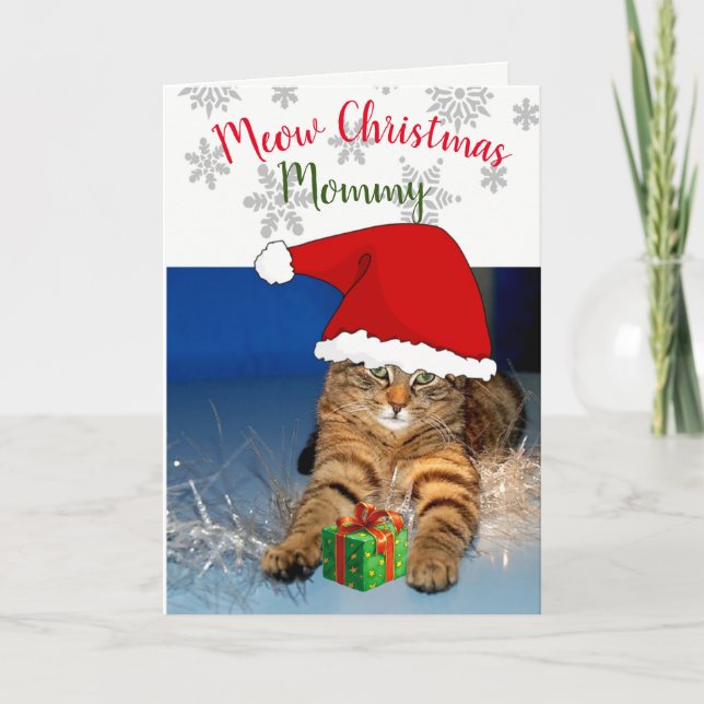 Tarjeta de Felicitación de Navidad con Gato /Miau  (Anverso)