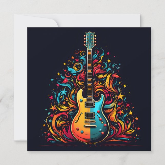 Tarjeta de felicitación de Navidad con guitarra fe (Anverso)