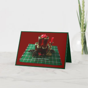 Tarjeta de felicitación de Navidad con miel de abe
