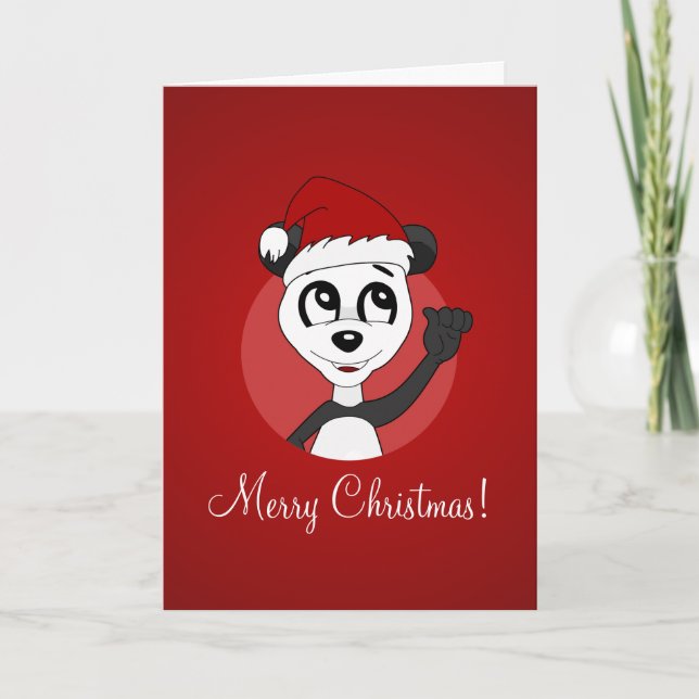 tarjeta de felicitación de Navidad con oso panda d (Anverso)
