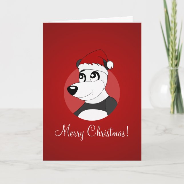 tarjeta de felicitación de Navidad con oso panda d (Anverso)