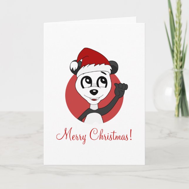 Tarjeta de felicitación de Navidad con oso panda d (Anverso)