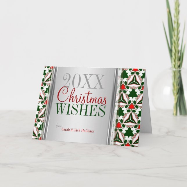 Tarjeta de Felicitación de Navidad con Patrón Rojo (Anverso)