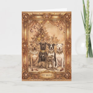 Tarjeta de Felicitación de Navidad con Pit Bull Vi