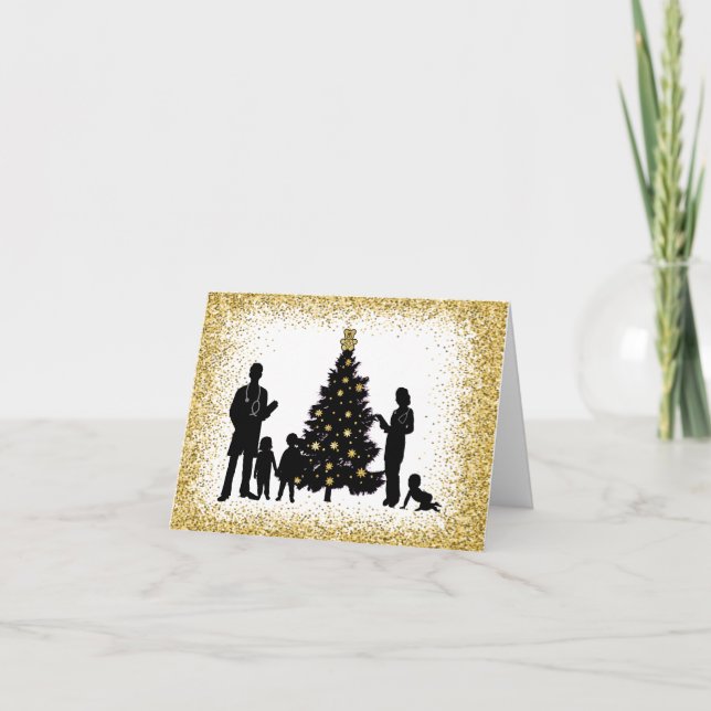 Tarjeta de Felicitación de Navidad con Silueta de  (Anverso)