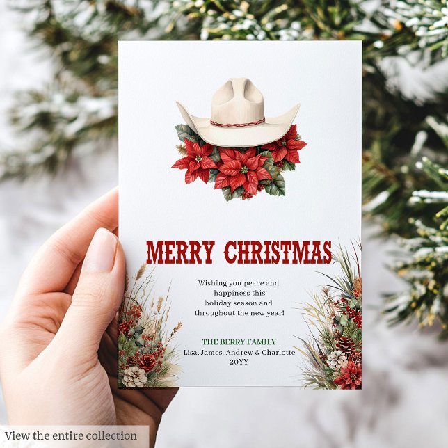Tarjeta de felicitación de Navidad con sombrero de (Cowboy hat Christmas greeting card printable

)