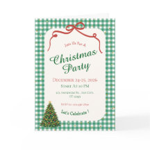 Tarjeta de felicitación de Navidad de cuadros verd