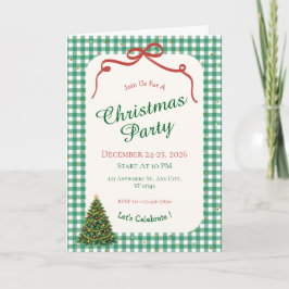 Tarjeta de felicitación de Navidad de cuadros verd