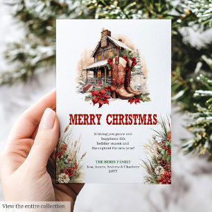 Tarjeta de felicitación de Navidad de estilo ranch