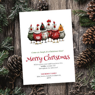 Tarjeta de Felicitación de Navidad de Gallinas Cap