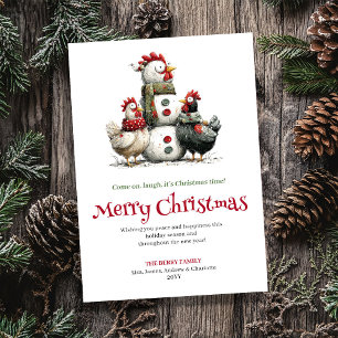 Tarjeta de Felicitación de Navidad de Gallinas Exc