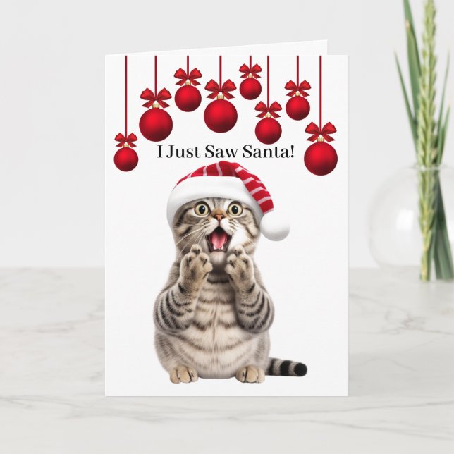 Tarjeta de Felicitación de Navidad de Gato Adorabl (Anverso)