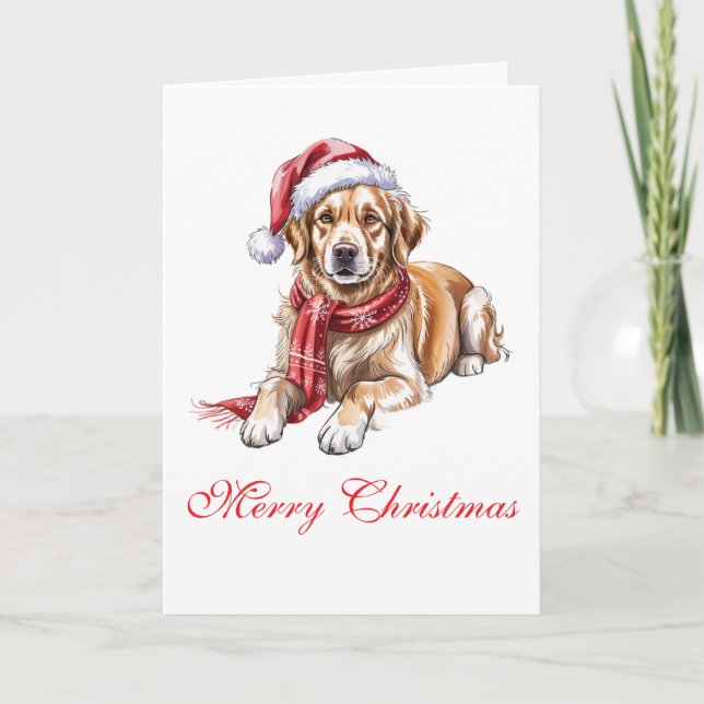 Tarjeta de Felicitación de Navidad de Golden Retri (Anverso)