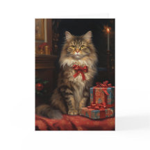 tarjeta de felicitación de Navidad de Maine Coon