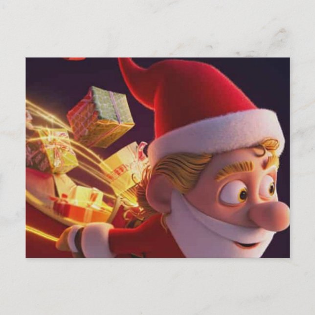 Tarjeta de Felicitación de Navidad de Papá Noel en (Anverso)