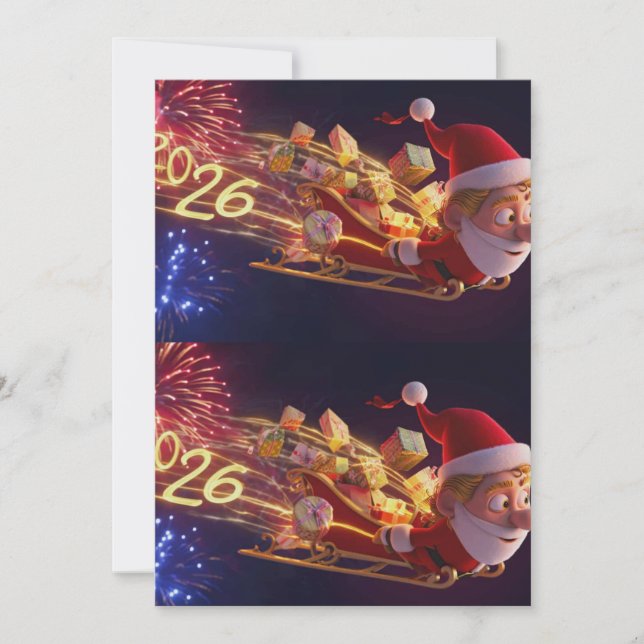 Tarjeta de Felicitación de Navidad de Papá Noel en (Anverso)