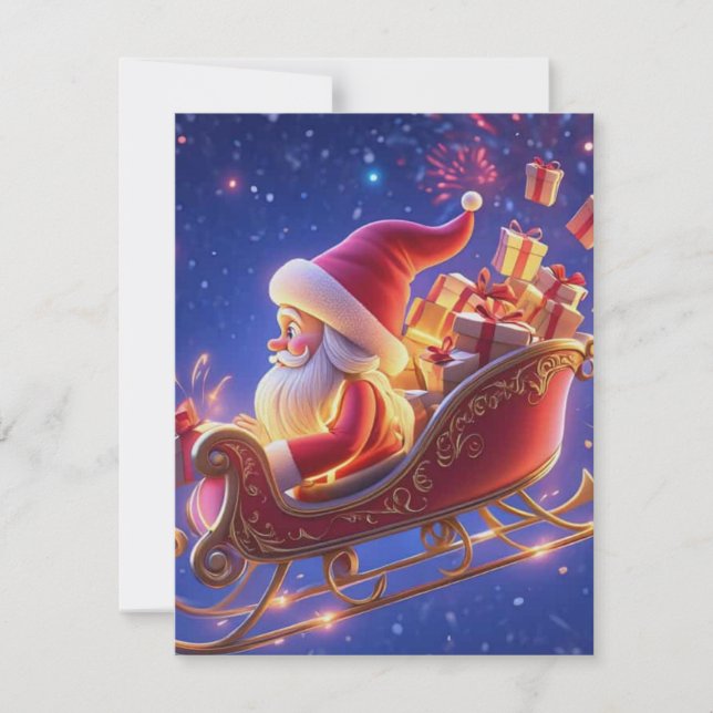Tarjeta de Felicitación de Navidad de Papá Noel en (Anverso)