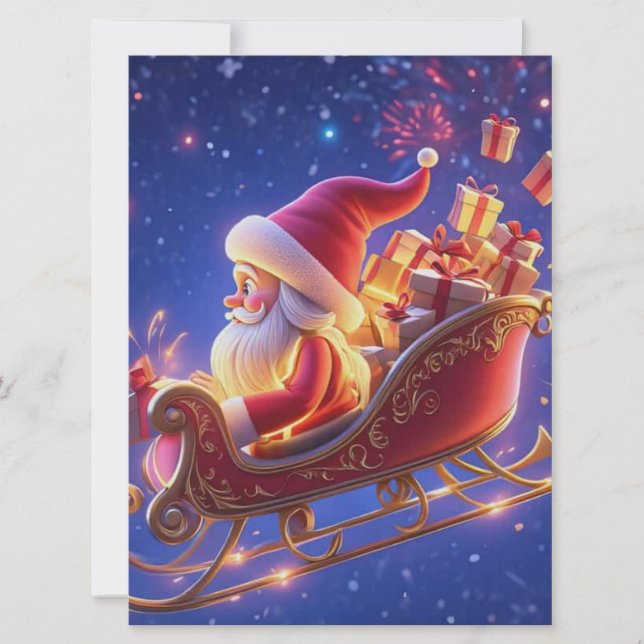 Tarjeta de Felicitación de Navidad de Papá Noel en (Anverso)