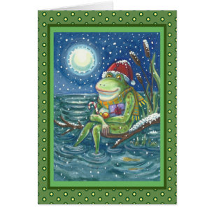 TARJETA DE FELICITACIÓN DE NAVIDAD DE RANA EN TRON