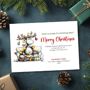 Tarjeta de Felicitación de Navidad de Reno Diverti
